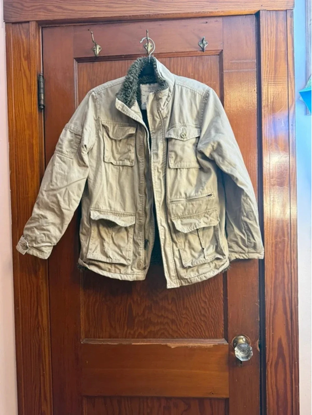 The Children’s Place Boys Utility Field Jacket Large Tan Sherpa Lined